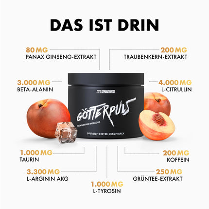 OS NUTRITION Götterpuls Premium Pre Workout Booster Peach Iced Tea 308g