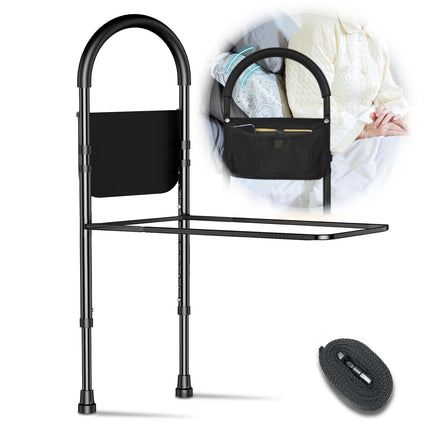 Kaucytue Safety Bed Rails Safe bed rails for older adults with storage bag and support legs bed rail fall protection, bed riser bed handle adjustable in height
