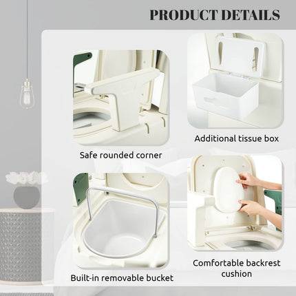 Hybodies Bedside Commode, Portable Toilet for Adults, Commode Chair for Toilet with Arms, Height Adjustable, 2 Toilets and Induction Night Light, Potty Chair for Elderly and Disabled