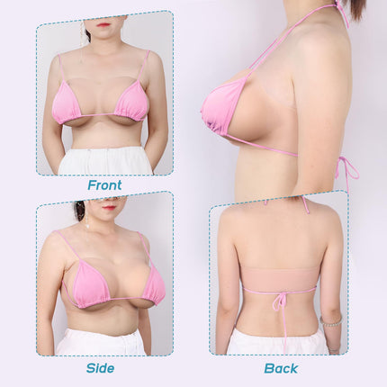 Vnmcry Silicone Breast Forms Realistic Crossdresser V-Neck Silicone Boobs Cotton Filled Strapless False Breast Forms for Transgender Breast Prosthesis (Light Skin - B Cup Size S)