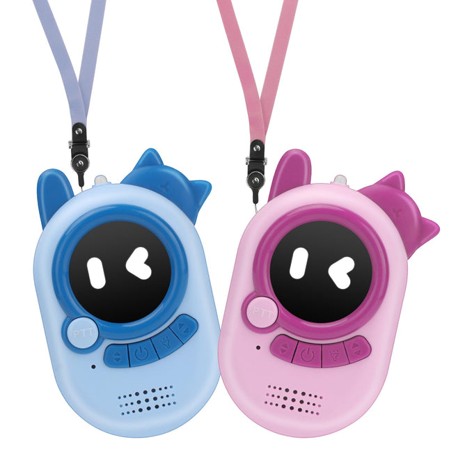 NGOKPYD M300 Walkie Talkie for children aged 3/4/5/6/7/8/9/10/11/12 years and up, great toy with mini lamp, top quality, great range for toddlers, easy to use, fun (pink blue set)