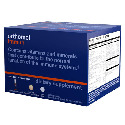 Orthomol Immun - Micronutrients to support the immune system - with vitamin C, vitamin D and zinc - Drinking ampoules/tablets, 30 daily portions
