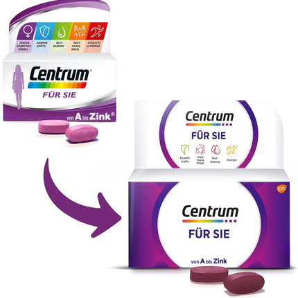 Multivitamin - Centrum For You, 60 pcs. - High-quality dietary supplement with micronutrients specifically for women - Vitamins, minerals, and trace elements for a complete daily supply