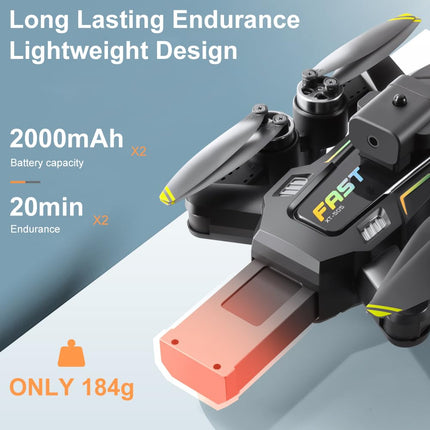 OBEST GPS Drone with 4k Camera, Suitable for Beginners FPV RC Brushless Motor Quadcopter, Weight Less than 249g, Low Battery Return, 360° Obstacle Avoidance, 2 Batteries