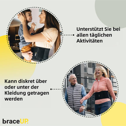 BraceUP Back Support Belt - Breathable Back Brace for Men and Women, Back Support, Lumbar Support Belt for Lower Back Pain with Sciatica (L/XL)