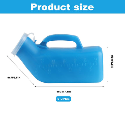 2 PCS Urinal Bottles for Men, 1.2L Urinal Urine Bottle for Men, Portable Pee Bottle for Men, Plastic Urine Container Reusable Leak-Proof for Travel Camping On the Go