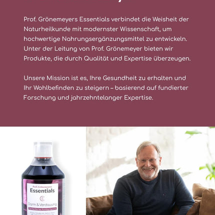 Prof. Grönemeyer's Essentials "Intestine and Digestion" – intestinal treatment, intestinal cleansing &amp; intestinal reconstruction with 30 billion intestinal bacteria, from fermented herbs &amp; plant extracts
