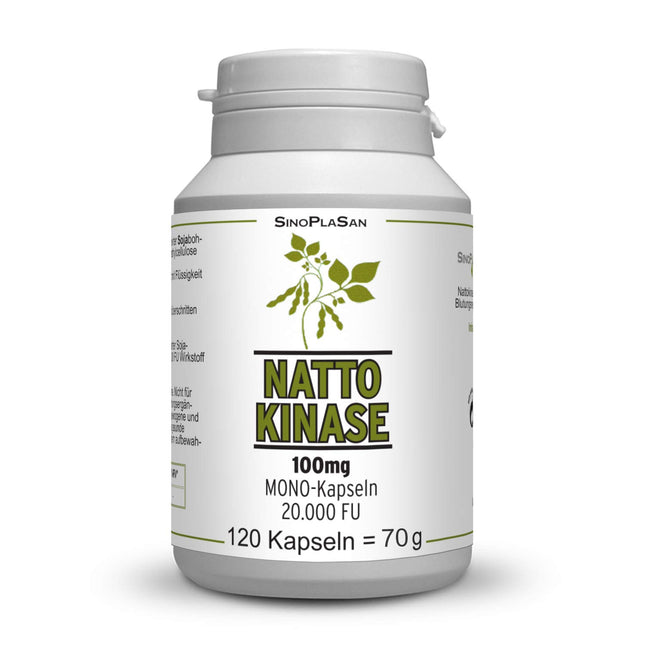 Nattokinase 100mg per capsule 20,000 FU | vegan | without vitamin K1 &amp; K2 | without microcrystalline cellulose &amp; magnesium stearate | 120 capsules