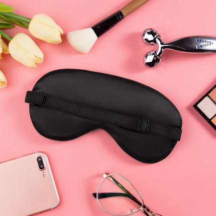 Audamp Sleep Mask Eye Mask Night Mask Adjustable Strap Skin-friendly Silk Ultra Soft Sleeping Mask 1 Piece (Black)