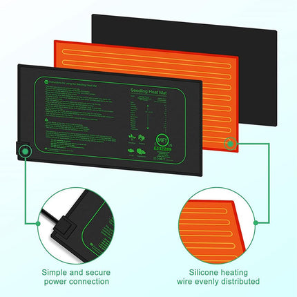 Jooheli Plant Heating Mat, Heat Mat for Seedling Germination and Pets, Indoor Greenhouse Heat Mat, Seedling Heating Mat, Heat Mat for Germination and Temperature Regulation, 25 x 52 cm
