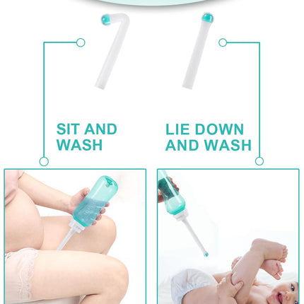 Butt shower 500ML, pod shower with button, butt shower with double nozzle, portable bidet, peri bottle intimate shower postpartum woman, bidet toilet waterproof
