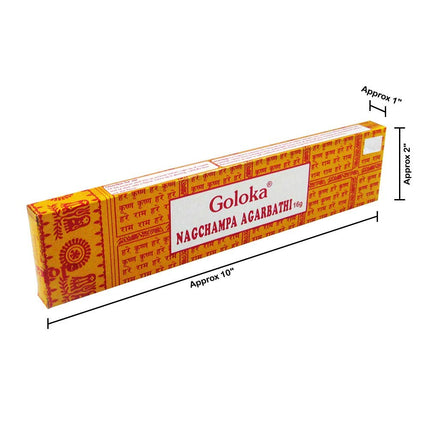 Goloka Nag Champa Incense Sticks, 16 Grams x 12 Boxes, 12 Sticks (Pack of 1)