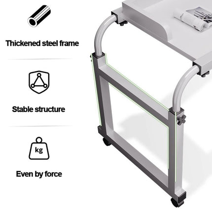 ZHFASDS Overbed Table with Wheels, Rolling Laptop Desk Height and Width Adjustable Food Tray Desk Rolling Medical Table Lazy Desk (Color: Wood)