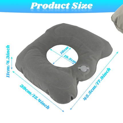 Cozlly Inflatable Orthopedic Seat Cushion, Round Hemorrhoid Seat Cushion, Inflatable Donut Cushion, Gray Inflatable Seat Cushion, for Hemorrhoids, Tailbone Pain, Wheelchairs (Gray)