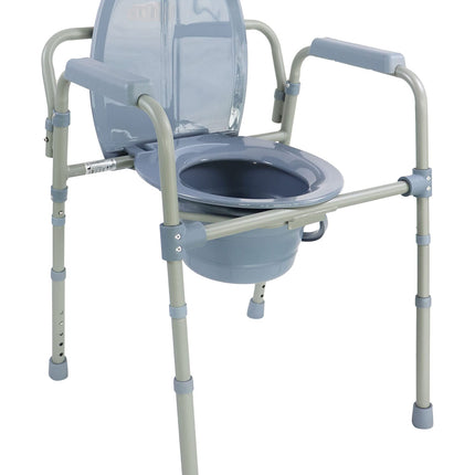 PEPE Mobility - Commode Chair for Seniors, Height-Adjustable, with Bucket, Armrest, Grey