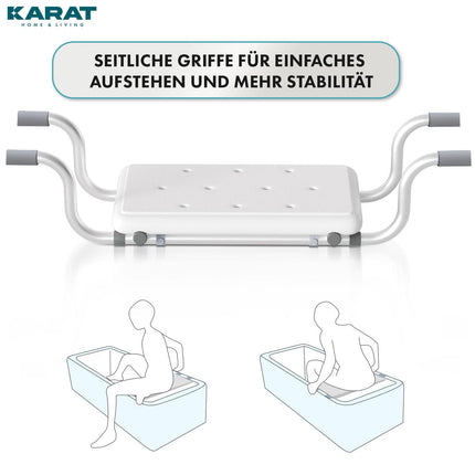 KARAT bathtub seat, seat board for bathtub, non-slip, 100 kg load capacity, adjustable 78-86 cm, bathtub stool, shower seat for adults and seniors, bathtub board Levi
