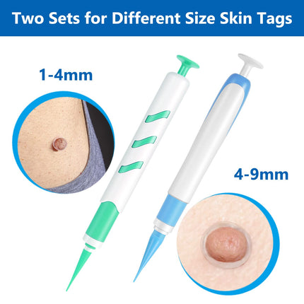 Skin Tag Removal, 2 Sizes Auto Remover Pen Set, Effective, Painless, Easy, and Safe for Small to Large Skin Warts and Moles (1-9 mm). Safe for Most Body and Face Areas
