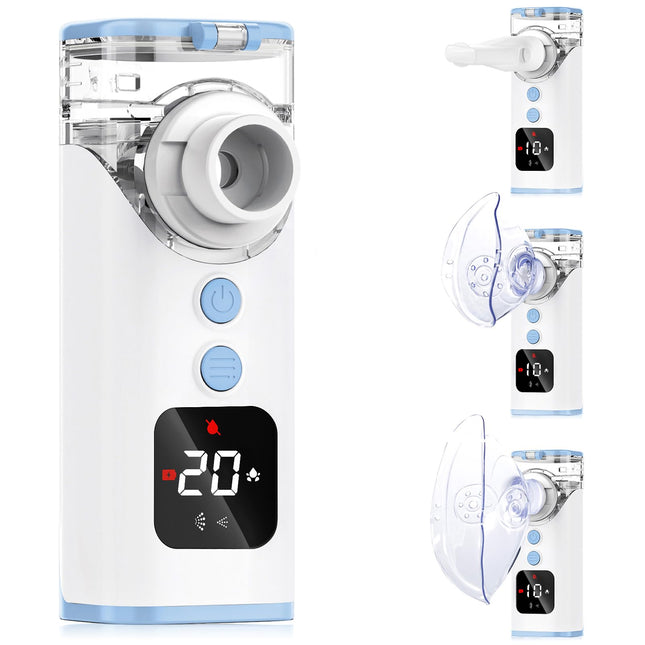 HITHINKMED Children's Nebulizer, Rechargeable Inhaler with Countdown Timer and Automatic Cleaning Function, Inhalers for Adults for Home and Travel Use (Blue)
