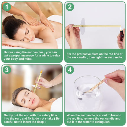 ACWOO Natural Ear Candles, 24 Pieces Earwax Remover Candles Ear Candle Kit, Ear Candles for Cleaning with 12 Protective Discs, Ear Candles for Cleaning and Relaxation, Beige