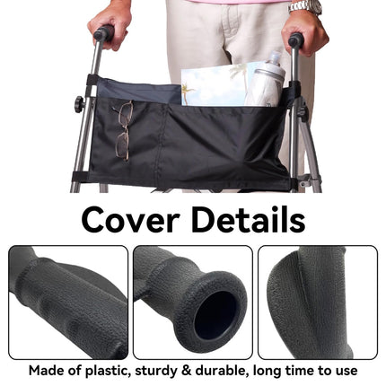 Pack of 2 rollator handles, ergonomic handle rollator spare parts, 2.2 cm walker handles for rollator wheelchair, rollator accessories for the elderly and injured (12 cm, right and left).