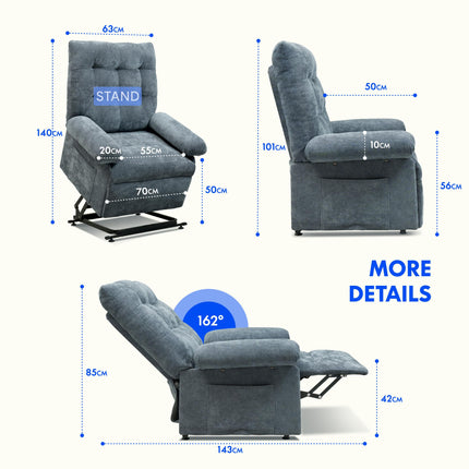 FLEXISPOT Recliner Chair, Riser Chair with 3 Motors, Electric Sleeper Chair in the Bedroom, Recliner Chair with Stand-Up Aid, Senior Chair in the Living Room (Gray)
