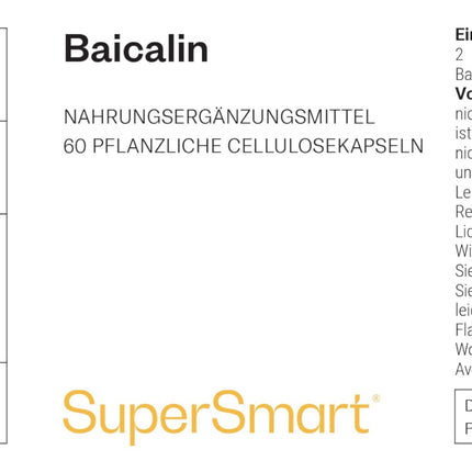 Baicalin 500 mg per day - Contributes to a healthy liver - Helps cleanse and detoxify the liver - Relaxing, antiviral, and anti-inflammatory properties - Vegan - Supersmart