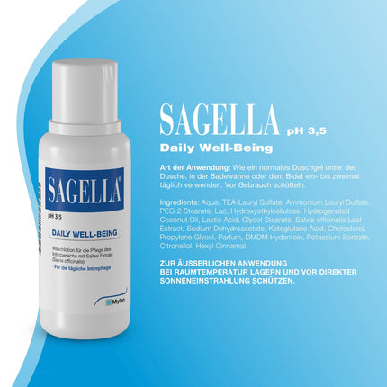 SAGELLA pH 3.5 – DAILY WELL-BEING: Intimate wash lotion with lactic acid and sage extract for daily intimate care, 500 ml