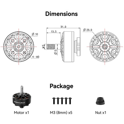 2306.5 1800KV FPV Drone Motor - 6S Brushless Motor for 5inch FPV Drone QAV Quadcopter-4pcs
