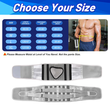 Back brace for men and women to relieve lower back pain - brace with 4 struts and removable lumbar pad, breathable lumbar support belt for herniated disc