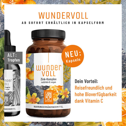 High-dose zinc 25mg - Triple Vitamin C Zinc Capsules - 90-day supply - vegan - produced in Germany &amp; laboratory-tested - NATURTREU® Wundervoll