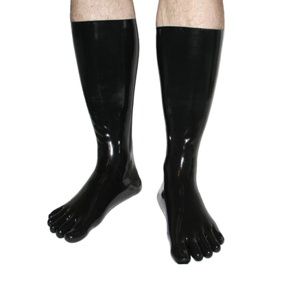 Rubberfashion Latex Toe Socks Long - Latex Toe Socks Calf-Length - Latex Stockings for Women and Men Black 0.4mm M/Shoe Size: 41.5-43.5