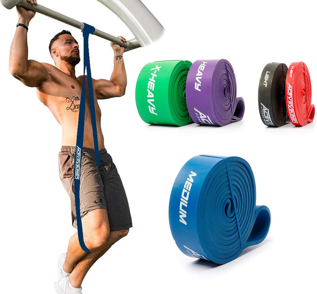 ActiveVikings® Pull-Up Fitness Bands | Perfect for Muscle Building and Freeletics Calisthenics | Fitness Band Pull-Up Bands Resistance Bands (C - Blue : Medium (Medium Resistance))