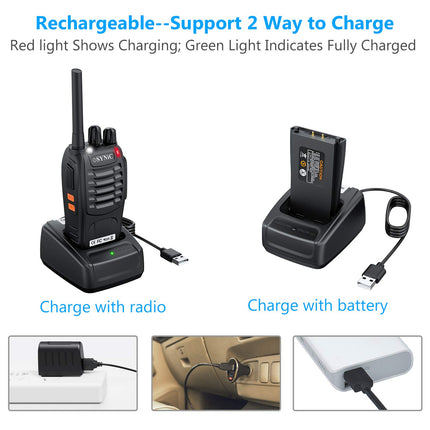 eSynic Walkie Talkie License-Free PMR446 16 Channels Two-Way Radio Rechargeable VOX Radio PMR 0.5W Radio Reception 16 Channels Walkie Talkie With USB Charging Station and Headset (6 pieces)