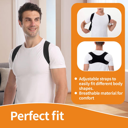 Posture Corrector Back Men Women, Back Support Belt Adjustable and Breathable Back Straightener Prevention of Pain Posture Corrector for Shoulder Strap Posture Correction (L-XL)