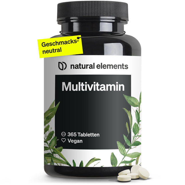 Multivitamin – 365 vegan tablets – year's supply – valuable vitamins AZ, with vitamin K1 and K2 – no unnecessary additives – produced in Germany &amp; laboratory-tested