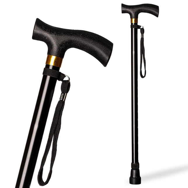 Extendable aluminum knob sticks, cane, color black, adjustable 74 - 95 cm, soft handling