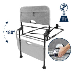 KMINA - Bed rail fall protection foldable 90 to 180 cm, adjustable stand-up aid bed seniors, foldable adults