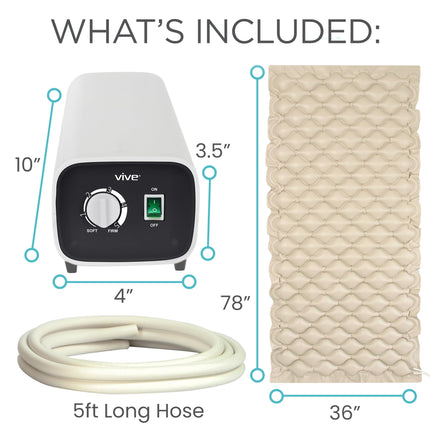 Alternating Pressure Mattress by Vive - Includes Electric Pump &amp; Mattress Pad - Best Inflatable Bed Pad for Pressure Ulcer and Pressure Sore Treatment - Fits Standard Hospital Beds