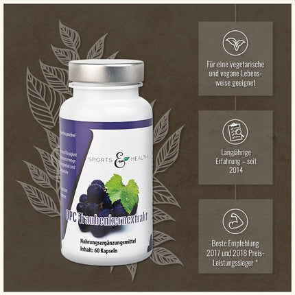 60 OPC Capsules Very High Dose With Certificate With 500mg Grape Seed Extract And 350mg Pure OPC Per Vegan Capsule As a 2 Month Supply