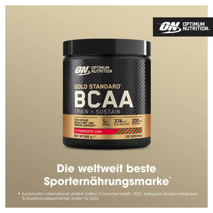 Optimum Nutrition Gold Standard BCAA Train + Sustain, Amino Acid Pre-Workout Powder, Sports Drink with Vitamin C, Zinc, Magnesium &amp; Electrolytes, Strawberry-Kiwi Flavor, 28 Servings, 266 g