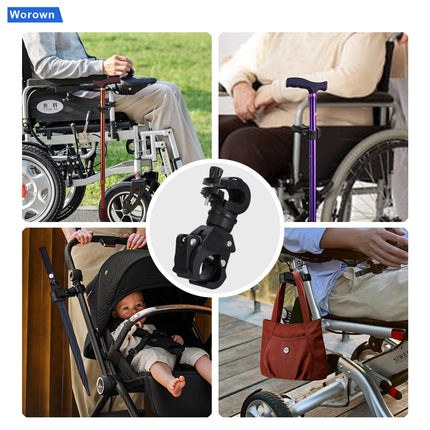 Worown 2 Pack Multipurpose Crutch Holder, Walking Stick Holder, Wheelchair Stick Holder for Wheelchairs Fixed Flashlights, Umbrellas, Universal Crutch Holder