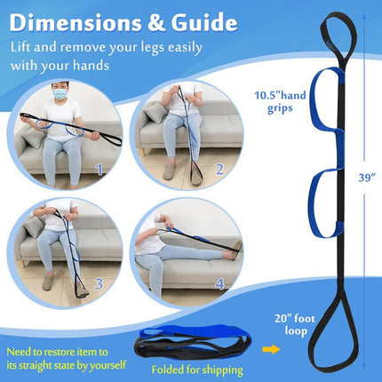 YANAZY Long Leg Lift Strap Rigid Foot Lift, Leg Lift Mobility Aid for Bed, Leg Lift After Hip Replacement Disabled Traction Straps Recovery for Wheelchair, Bed, Car, Couch, 40 Inch