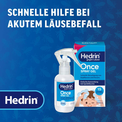 Hedrin ONCE - Spray Gel - Lice Gel for Spraying - Fast removal of head lice and nits with just one application - Clinically proven effectiveness - 1 x 60 ml