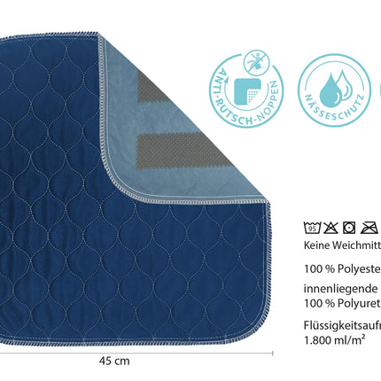 Castejo incontinence seat cover, chair cover, washable, 45x45 cm with anti-slip backing, cover for sofa, wheelchair, car seat, incontinence, moisture barrier