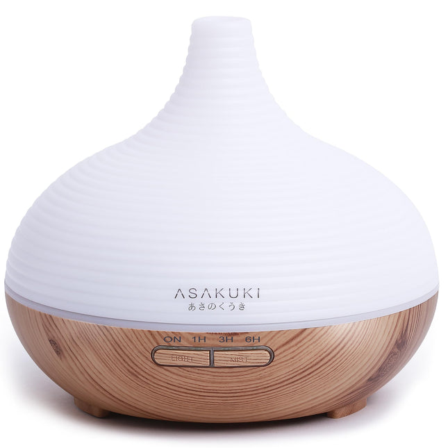 ASAKUKI 300ml Aroma Diffuser for Fragrance Oils, Premium Ultrasonic Humidifier Aromatherapy Oils Diffuser with 7 Color LED Light, BPA Free Bedroom, Office, Spa