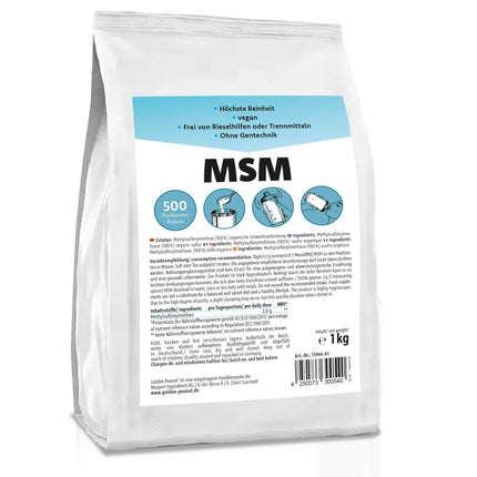 GOLDEN PEANUT MSM 1 kg, methylsulfonylmethane, highest purity, organic sulfur without additives or anti-caking agents