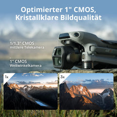 DJI Air 3S (RC-N3), drone with 4K camera, dual-camera drone with 1" CMOS wide-angle camera, 4K/60fps HDR video and 14 stops of dynamic range, 45 min maximum flight time, 20 km video transmission