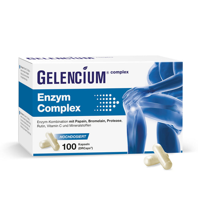 GELENCIUM® Enzyme Complex I Highest daily enzyme dose: 1,500 mg I With rutin as a plant-based enzyme activator I With micronutrients for healthy joints, cartilage &amp; bones I 100 Capsules