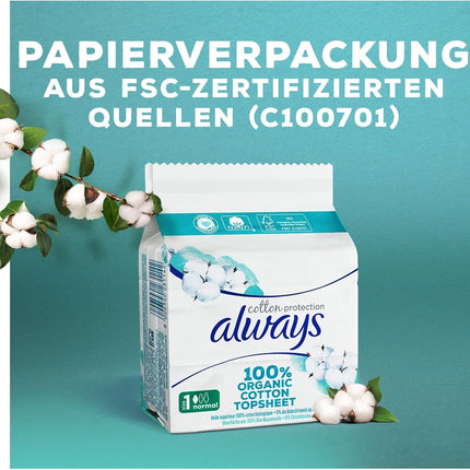 Always Ultra Women's Pads Size 1, Cotton Protection Normal, 66 sanitary pads with wings (3 x 22 pads), monthly pack, ultra-thin and super absorbent