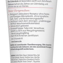 lavera Toothpaste Kids FLUORIDE-FREE - no colorings - protects baby teeth - mild and fruity - organic calendula &amp; calcium - vegan - 75 ml
